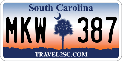 SC license plate MKW387