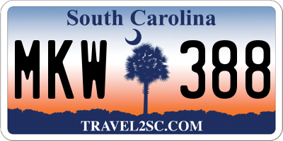 SC license plate MKW388