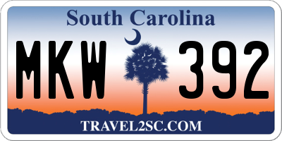 SC license plate MKW392