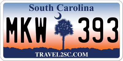 SC license plate MKW393