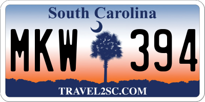 SC license plate MKW394