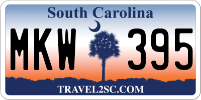 SC license plate MKW395