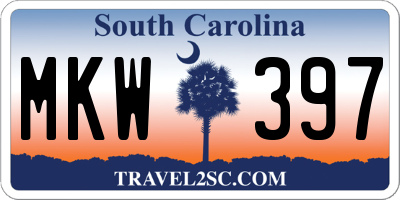 SC license plate MKW397