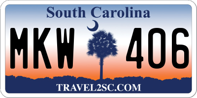 SC license plate MKW406