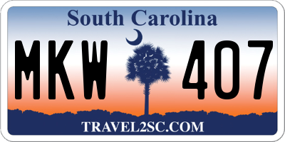 SC license plate MKW407