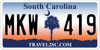 SC license plate MKW419
