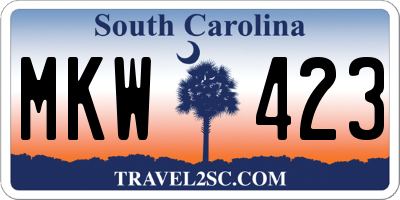 SC license plate MKW423