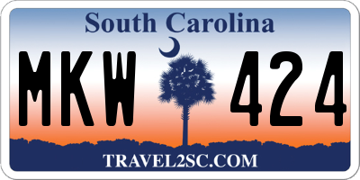 SC license plate MKW424
