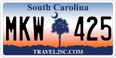 SC license plate MKW425