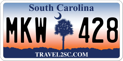 SC license plate MKW428