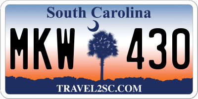 SC license plate MKW430