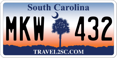 SC license plate MKW432