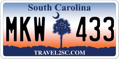SC license plate MKW433