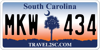 SC license plate MKW434