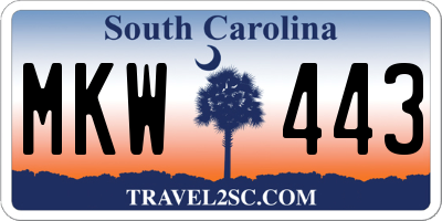 SC license plate MKW443