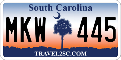 SC license plate MKW445