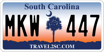 SC license plate MKW447