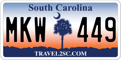 SC license plate MKW449