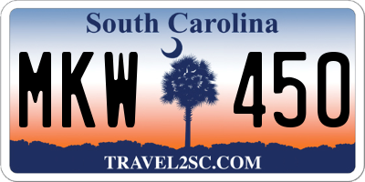 SC license plate MKW450