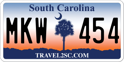 SC license plate MKW454