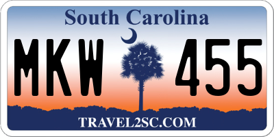 SC license plate MKW455