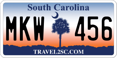 SC license plate MKW456