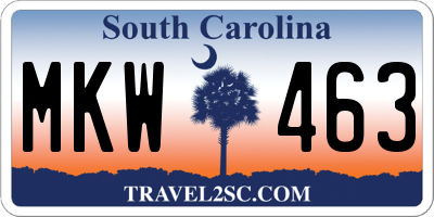 SC license plate MKW463