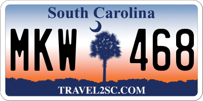 SC license plate MKW468