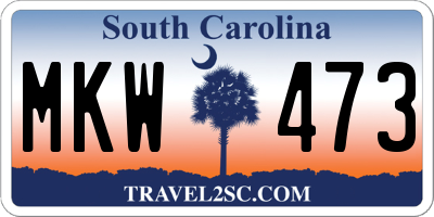 SC license plate MKW473