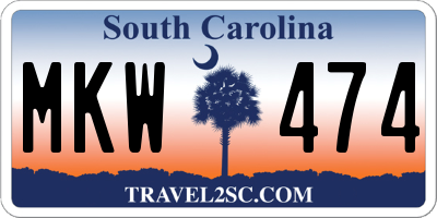 SC license plate MKW474