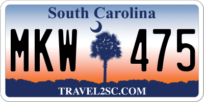 SC license plate MKW475