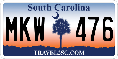 SC license plate MKW476