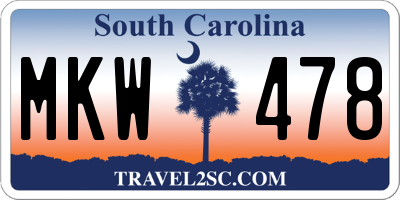 SC license plate MKW478