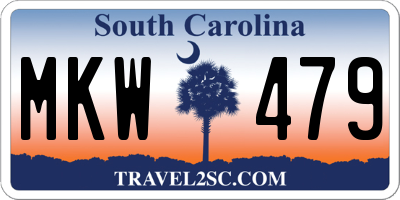 SC license plate MKW479