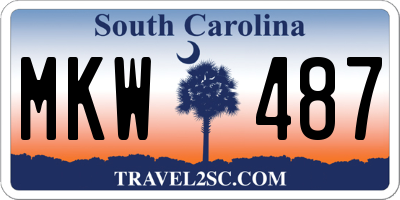 SC license plate MKW487