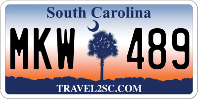 SC license plate MKW489