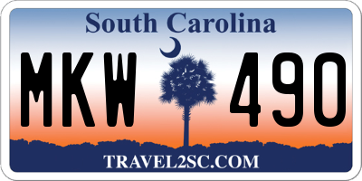 SC license plate MKW490