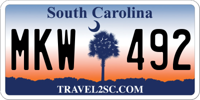 SC license plate MKW492