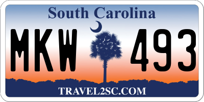 SC license plate MKW493