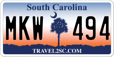 SC license plate MKW494