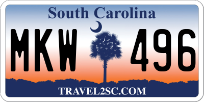 SC license plate MKW496