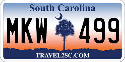 SC license plate MKW499