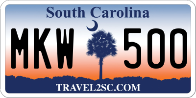 SC license plate MKW500