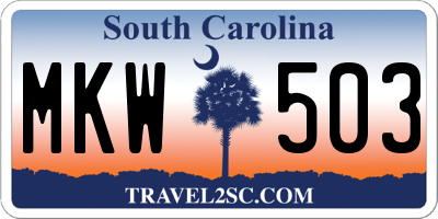 SC license plate MKW503