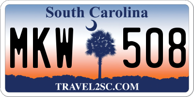 SC license plate MKW508