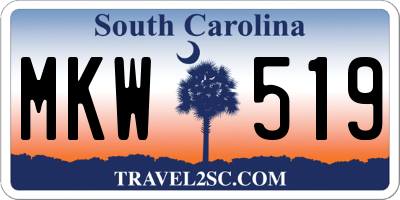 SC license plate MKW519