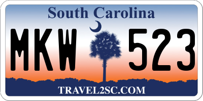 SC license plate MKW523