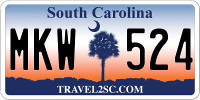 SC license plate MKW524