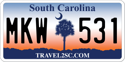SC license plate MKW531
