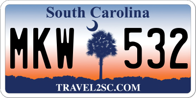 SC license plate MKW532